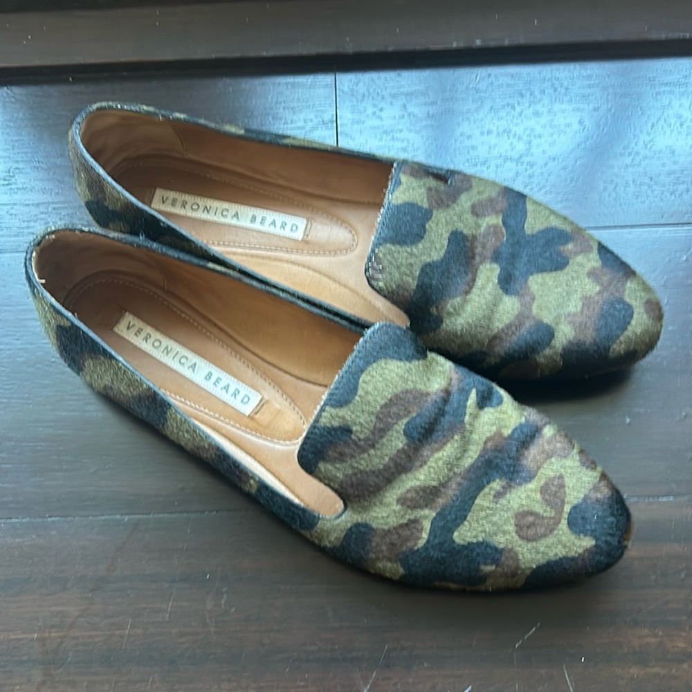 Veronica Beard Griffin Camo Pony Hair Loafers